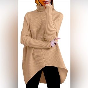 Women’s size M, knit, turtleneck, batwing, hi-low sweater